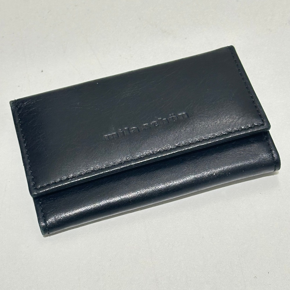 Mila Schon Black Leather Key Holder Case Wallet